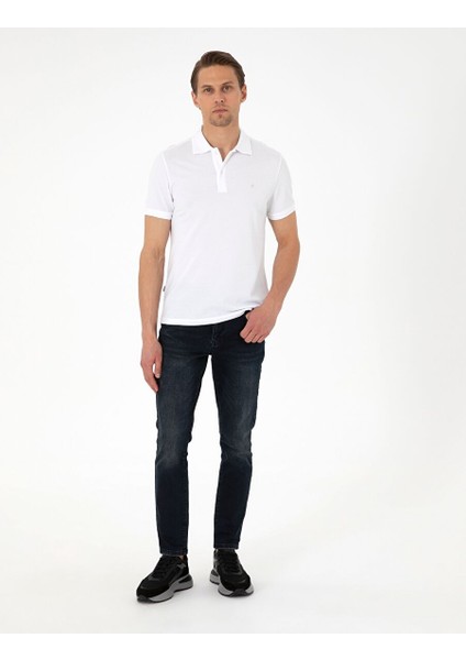 Beyaz Slim Fit %100 Pamuk Polo Yaka Basic Tişört fırsatları