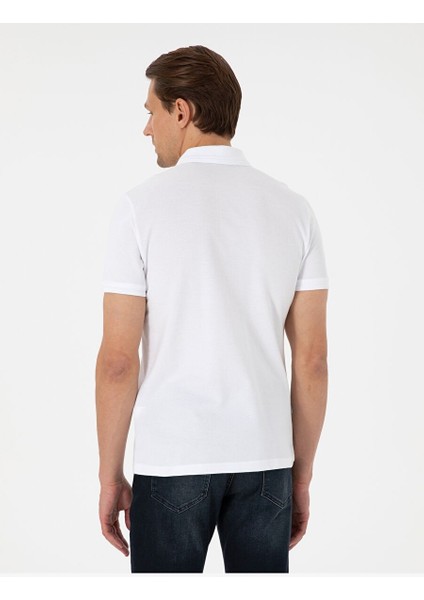 Beyaz Slim Fit %100 Pamuk Polo Yaka Basic Tişört indirimleri
