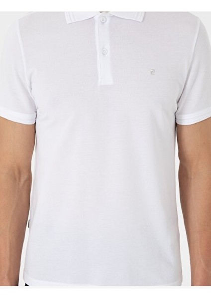 Beyaz Slim Fit %100 Pamuk Polo Yaka Basic Tişört