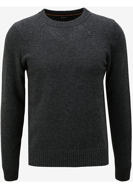Klasik Yaka Normal Düz Siyah Erkek Kazak K2112PW_SEBASTIEN Lambswool