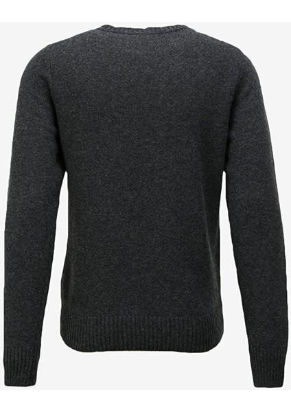 Klasik Yaka Normal Düz Siyah Erkek Kazak K2112PW_SEBASTIEN Lambswool