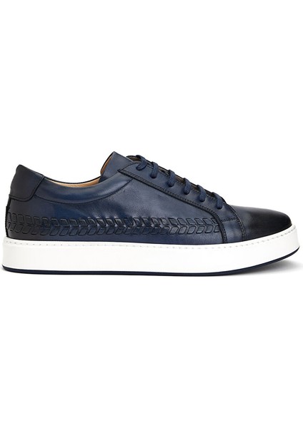 Lacivert Erkek Deri Sneaker 10-76