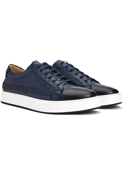 Lacivert Erkek Deri Sneaker 10-76