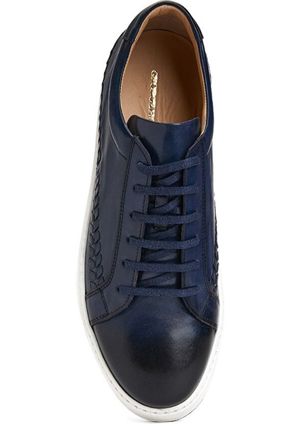 Lacivert Erkek Deri Sneaker 10-76