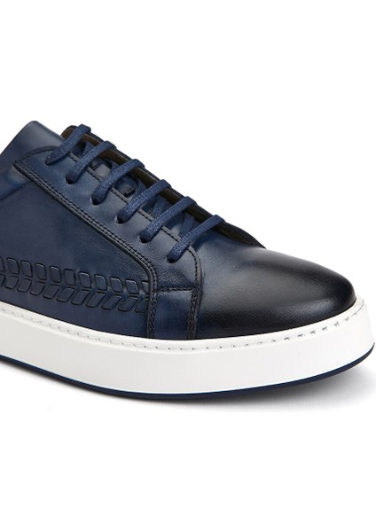 Lacivert Erkek Deri Sneaker 10-76