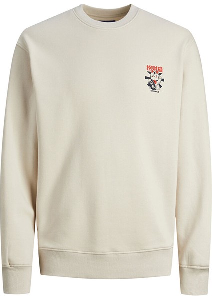 Yuvarlak Yaka Krem Erkek Sweatshırt 12248538_JORMAKI Sweat Crew Neck Tg