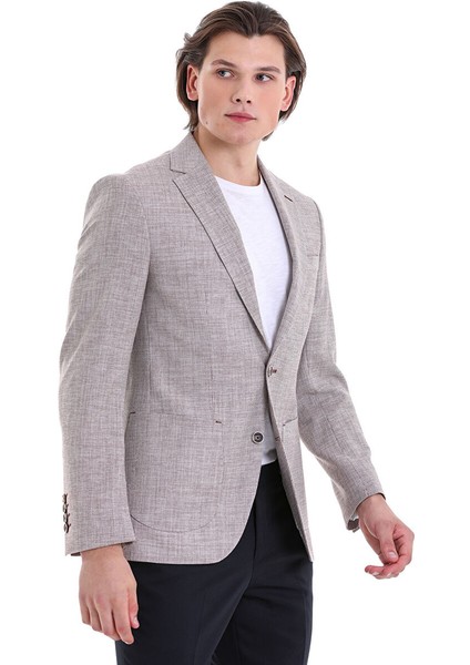 Bordo Slim Fit Desenli Mono Yaka Casual Ceket