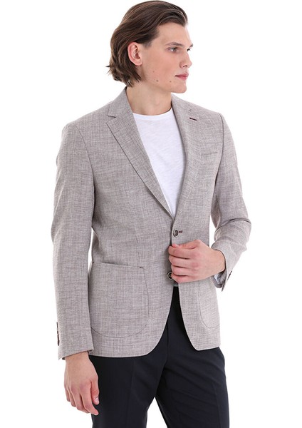 Bordo Slim Fit Desenli Mono Yaka Casual Ceket