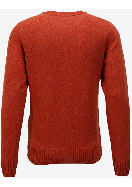 Klasik Yaka Normal Düz Turuncu Erkek Kazak K2112PW_SEBASTIEN Lambswool