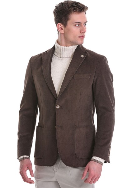 Vizon Slim Fit Düz Mono Yaka Pamuklu Kadife Ceket modelleri