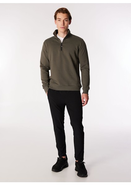 Haki Erkek Dik Yaka Relaxed Sweatshirt C4WM-SWT4256