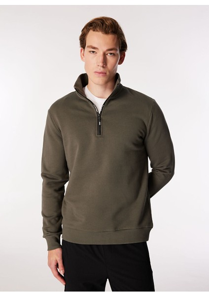 Haki Erkek Dik Yaka Relaxed Sweatshirt C4WM-SWT4256