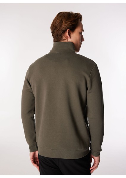 Haki Erkek Dik Yaka Relaxed Sweatshirt C4WM-SWT4256