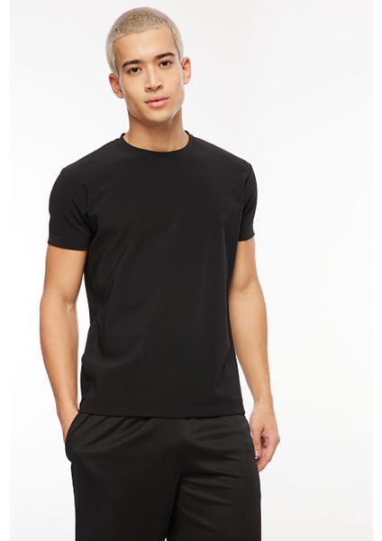 Bisiklet Yaka Siyah Erkek T-Shirt 61103091