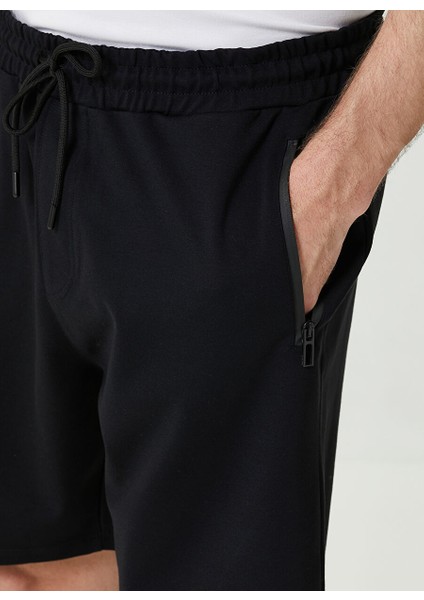 Siyah Erkek Normal Bel Slim Fit Şort 1087469