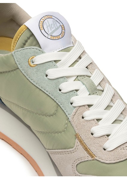 Haki-Sarı Erkek Deri Sneaker Marathon
