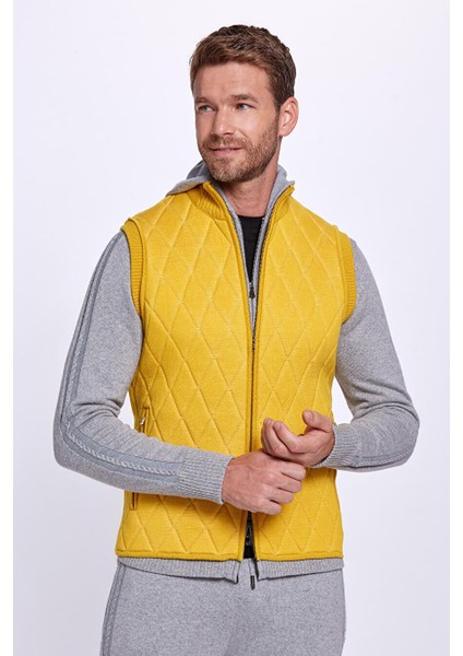 Merino Yün Activewear Sarı Triko Yelek