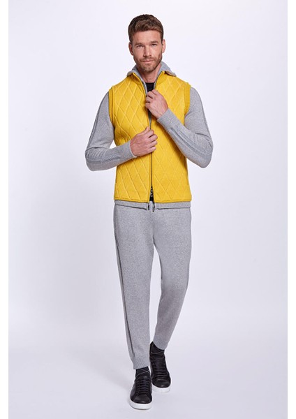 Merino Yün Activewear Sarı Triko Yelek