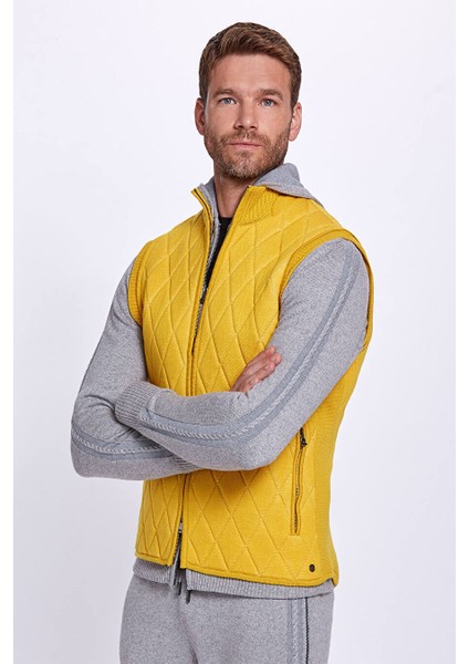 Merino Yün Activewear Sarı Triko Yelek