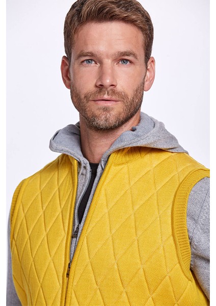 Merino Yün Activewear Sarı Triko Yelek