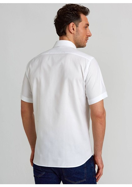 Regular Fit Kısa Kollu Beyaz Erkek Gömlek GM23Y231172_D01