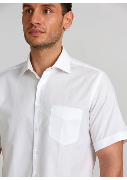 Regular Fit Kısa Kollu Beyaz Erkek Gömlek GM23Y231172_D01
