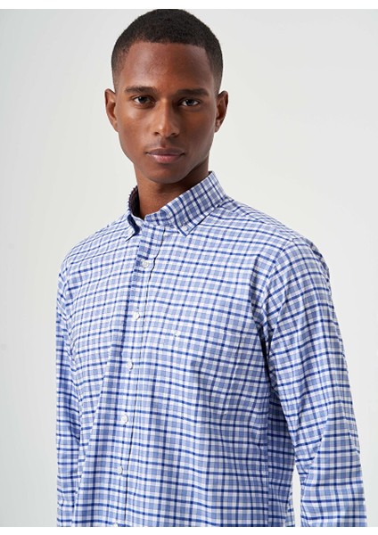 Regular Fit Lacivert Ekoseli Spor Erkek Gömlek GM23Y231019_D39