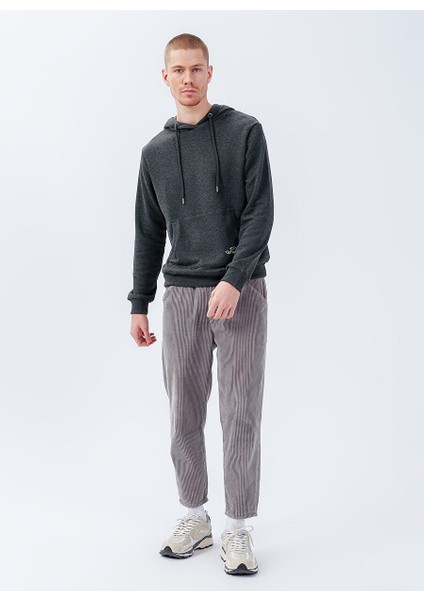 4222316-SWEAT Hoody Pamuk Begın M Antrasit Melanj Kapüşon Yaka Normal Kalıp Erkek Sweatshirt fiyatları