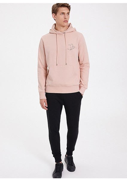 Pembe Baskılı Kapüşonlu Pamuk Regular Fit Erkek Sweatshirt Polar Bear Lıne Hoodıe fırsatları