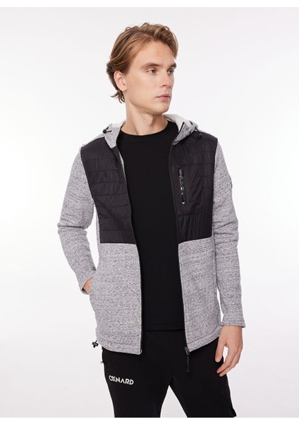 Siyah Erkek Kapüşon Yaka Desenli Sweatshirt OXM6041_HIKE-M