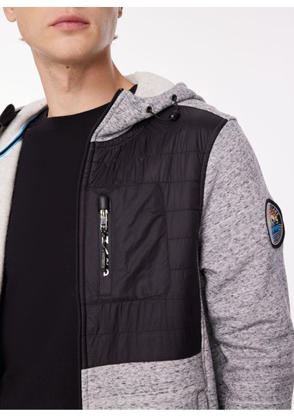 Siyah Erkek Kapüşon Yaka Desenli Sweatshirt OXM6041_HIKE-M fırsatları