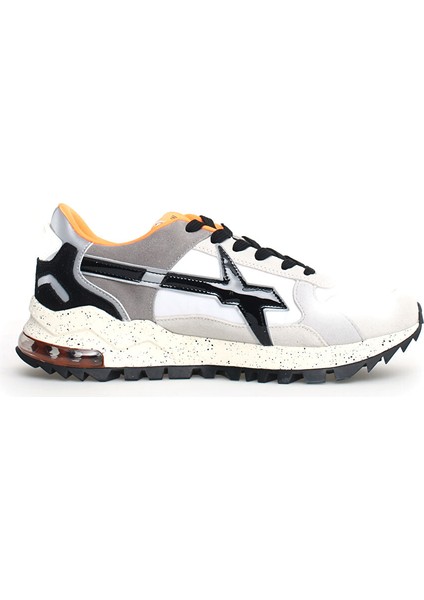 Beyaz-Siyah Erkek Süet Sneaker K3-M