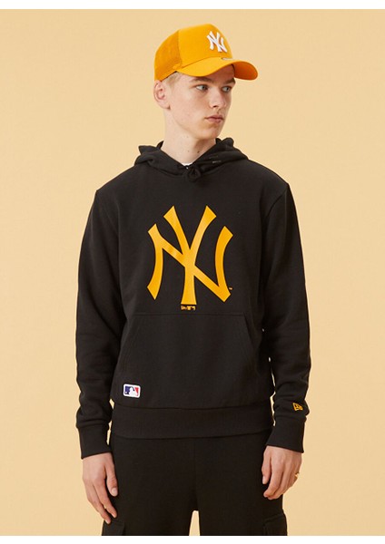 Kapüşonlu Normal Kalıp Düz Siyah Erkek Sweatshirt - Mlb Seasonal Team Logo Hdy Neyyan fiyatları
