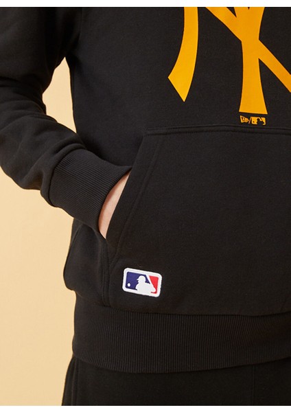 Kapüşonlu Normal Kalıp Düz Siyah Erkek Sweatshirt - Mlb Seasonal Team Logo Hdy Neyyan fırsatları