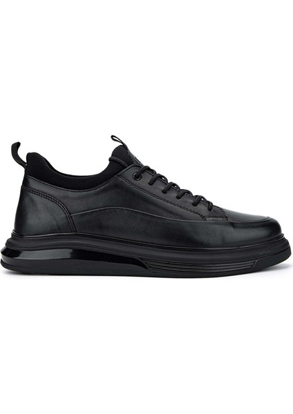 Erkek Hakiki Deri Siyah Analin Sneakers & Spor Ayakkabı