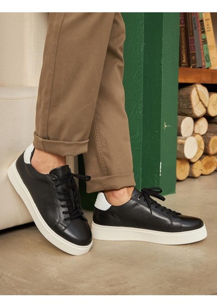 Siyah-Beyaz Erkek Deri Sneaker 115822R fiyatları