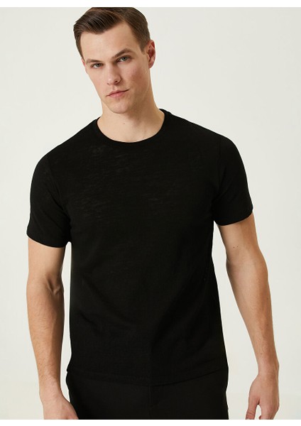Bisiklet Yaka Siyah Erkek T-Shirt 1091342