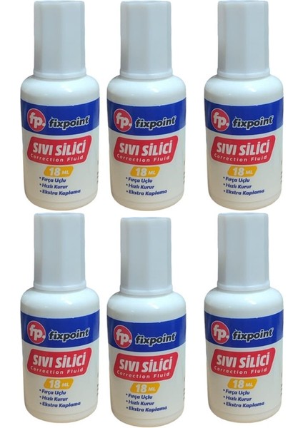 Sıvı Silici Daksil 6 Adet 18 ml Fırçalı Sıvı Düzeltici Daksil Yazı Düzeltici Okul Ofis Büro Fırça Uçlu Daksi