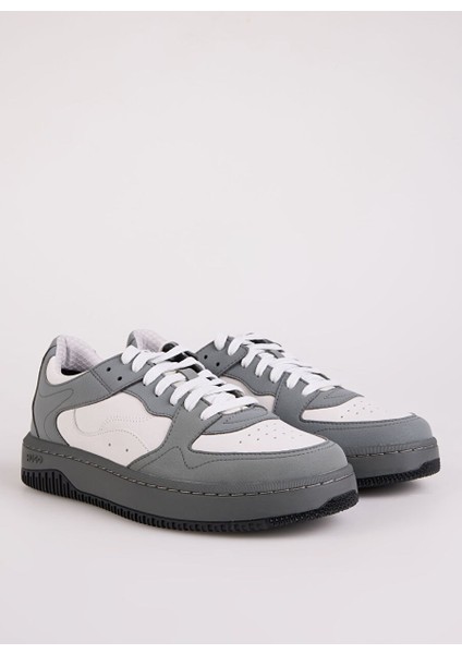 Beyaz-Gri Erkek Deri Sneaker RED-50529587