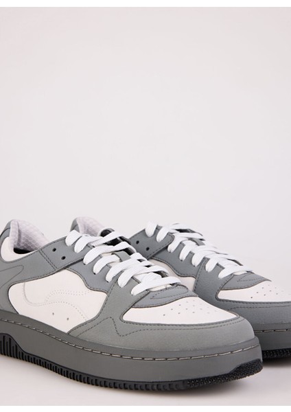 Beyaz-Gri Erkek Deri Sneaker RED-50529587