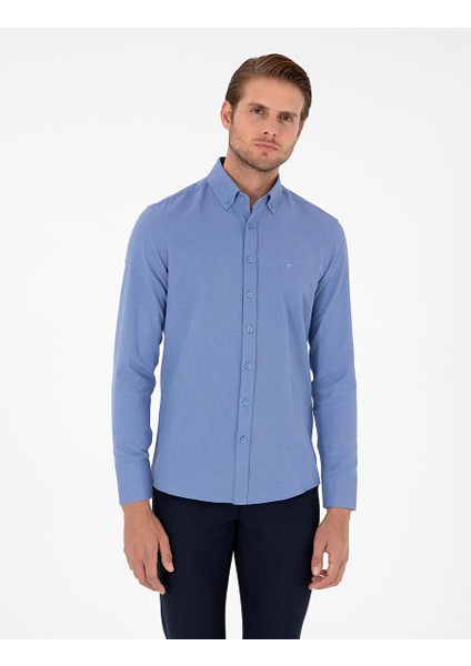 Mavi Oxford Slim Fit Uzun Kollu Gömlek