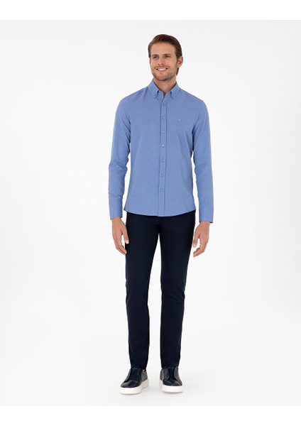 Mavi Oxford Slim Fit Uzun Kollu Gömlek fırsatları