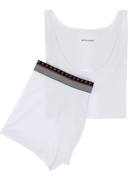 Beyaz Pamuklu Atlet Boxer Set
