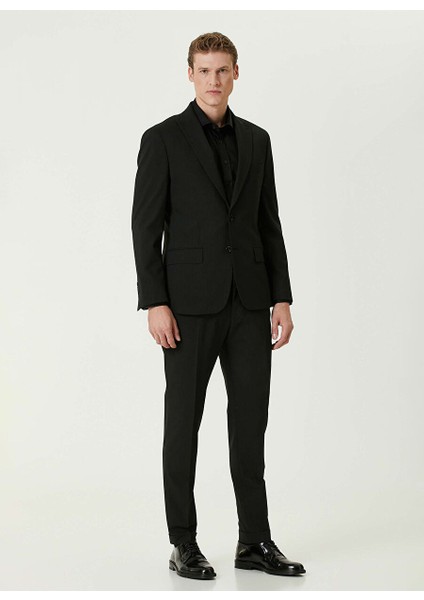 Siyah Erkek Gömlek Slim Fit Düz Gömlek 1092990