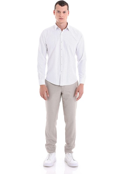 Yeşil Slim Fit Baskılı Pamuklu Slim Yaka Uzun Kollu Klasik Gömlek fiyatları