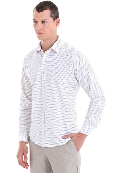 Yeşil Slim Fit Baskılı Pamuklu Slim Yaka Uzun Kollu Klasik Gömlek modelleri