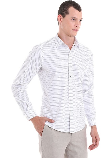 Yeşil Slim Fit Baskılı Pamuklu Slim Yaka Uzun Kollu Klasik Gömlek fırsatları