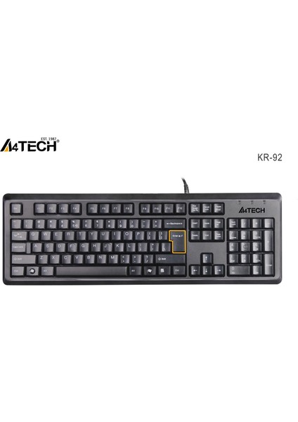 A4 Tech Kr-92 USB Kablolu Klavye Siyah
