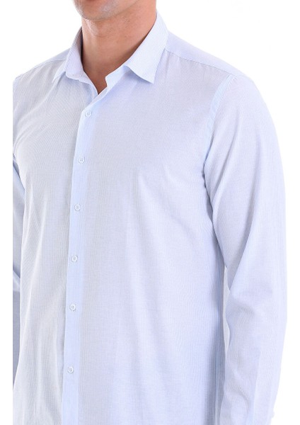 Mavi Comfort Fit Çizgili Pamuklu Slim Yaka Uzun Kollu Casual Gömlek indirimleri