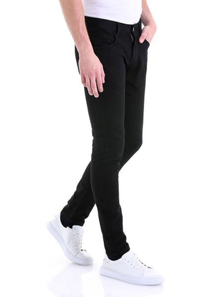 Siyah Slim Fit Desenli Pamuklu 5 Cep Kanvas Pantolon fiyatları